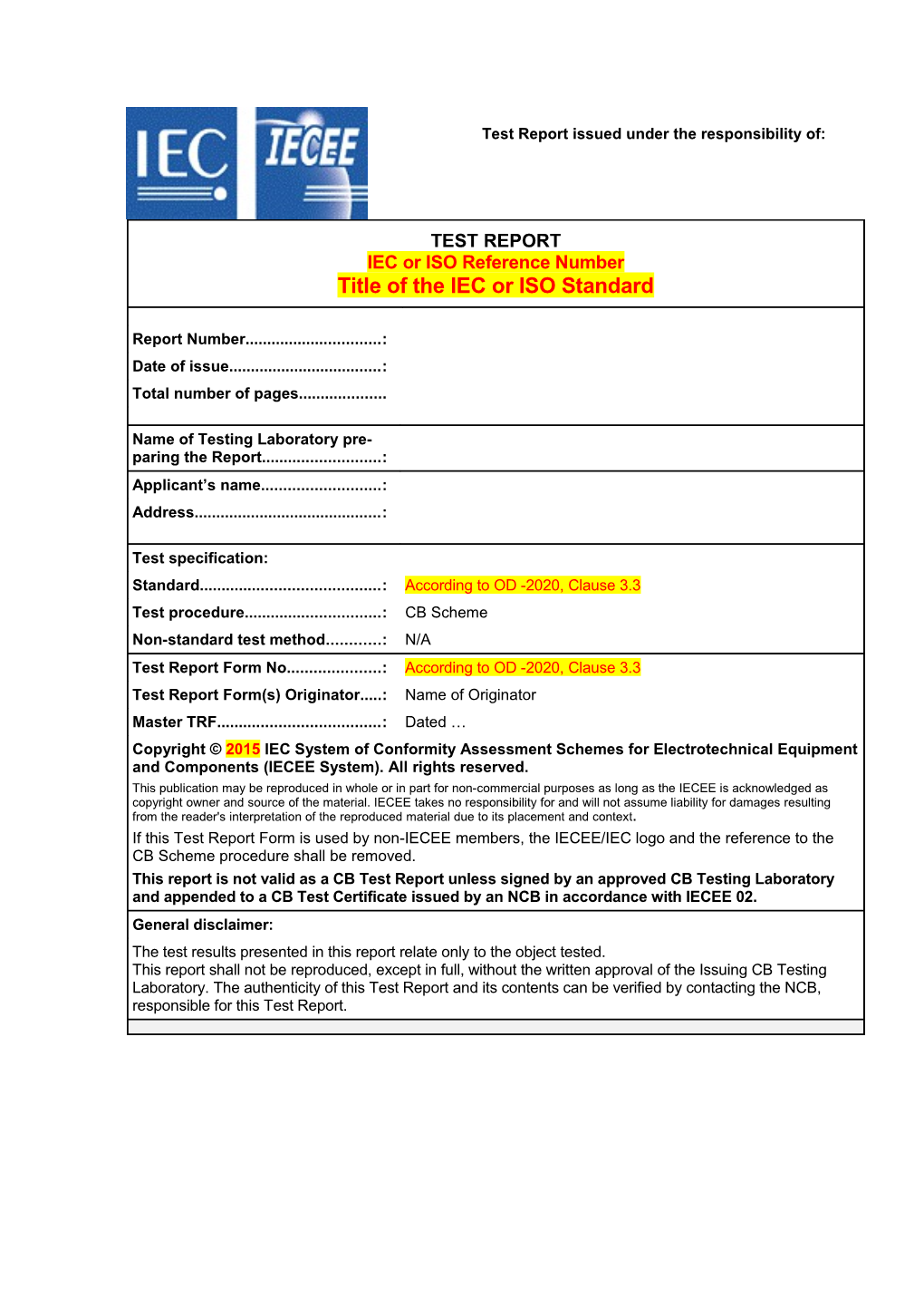 Iec Test Report Form Template s1