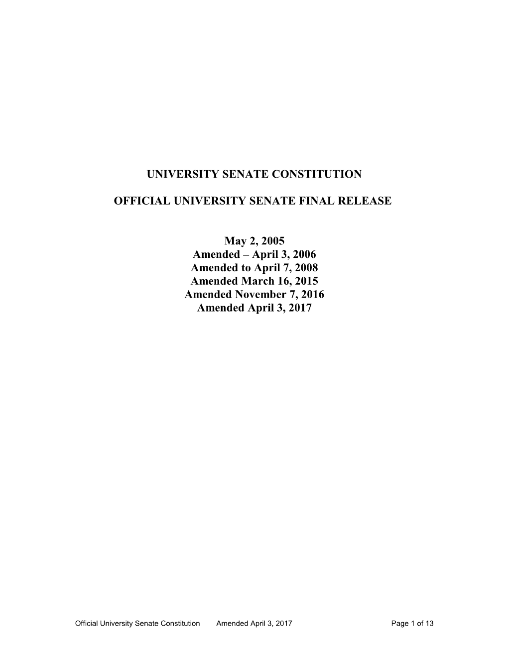 Unofficial University Senate Documents