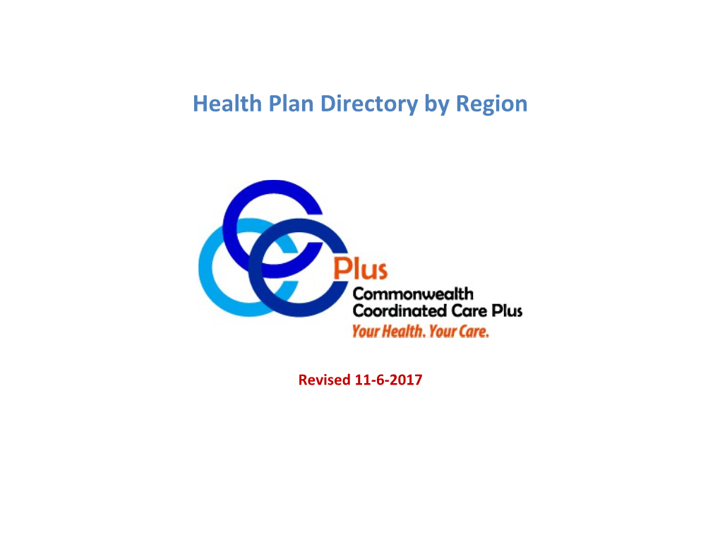 Health Plan Directory by Region