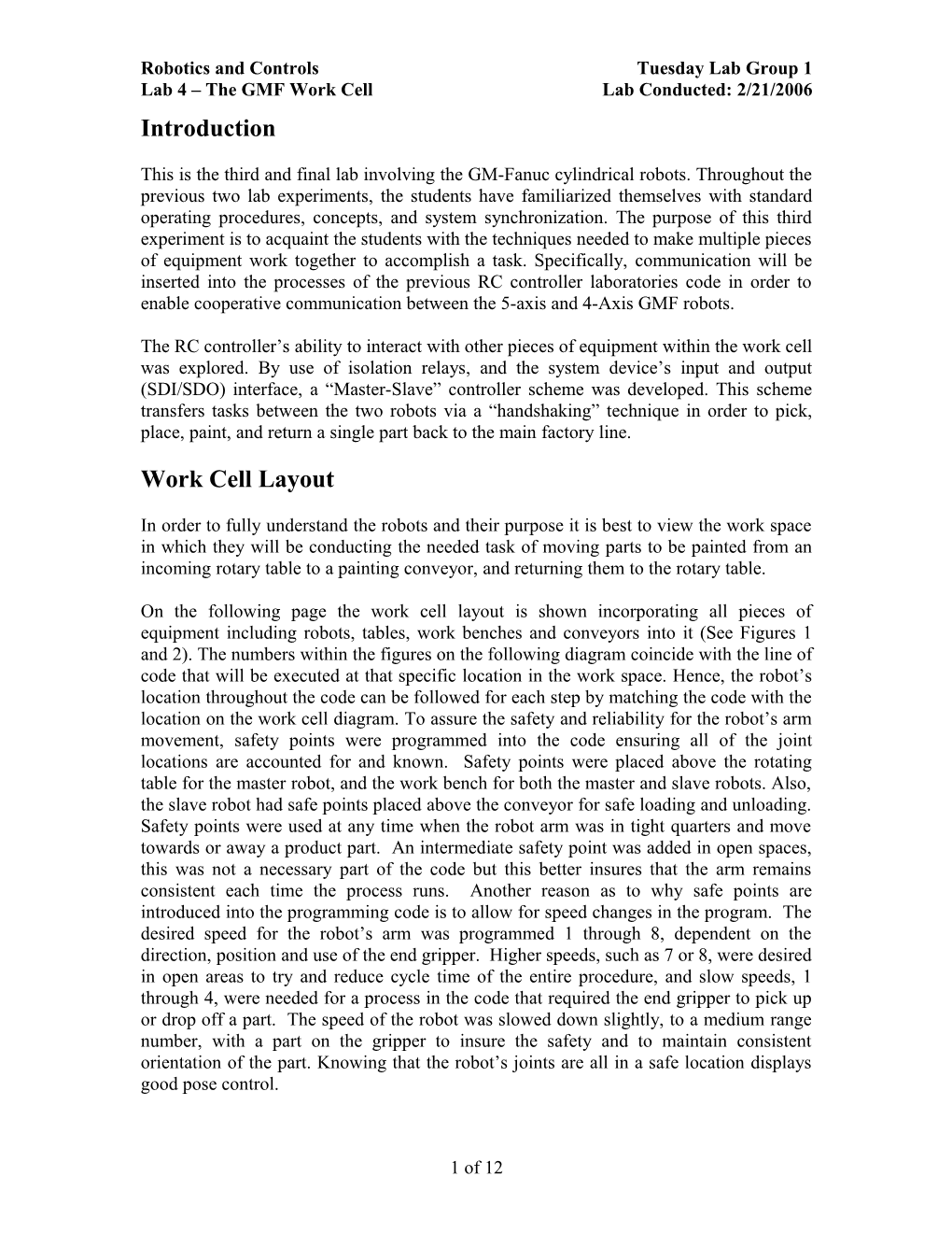 Lab 4 the GMF Work Cell Lab Conducted: 2/21/2006
