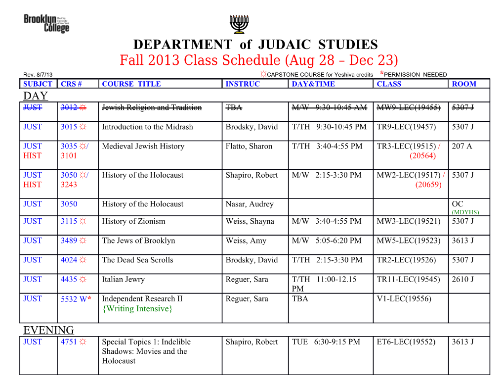 DEPARTMENT of JUDAIC STUDIES