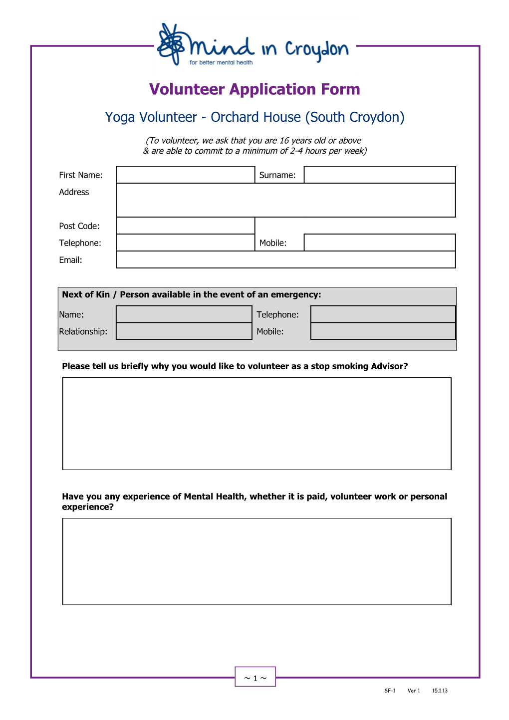 Volunteer Application Form s11
