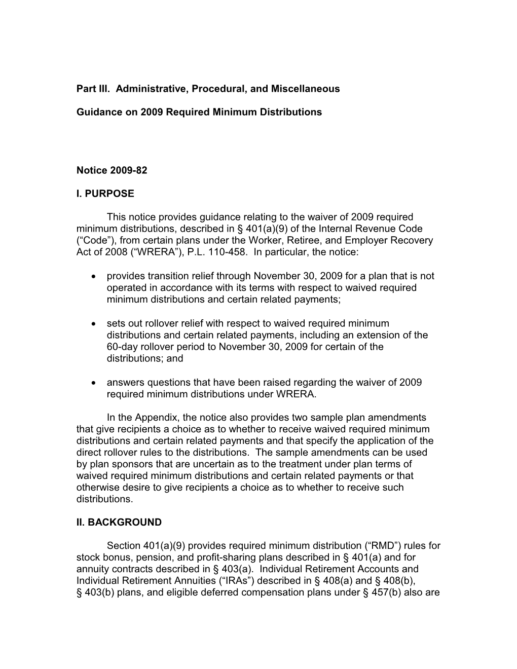 Changes Affecting Required Minimum Distributions For 2009