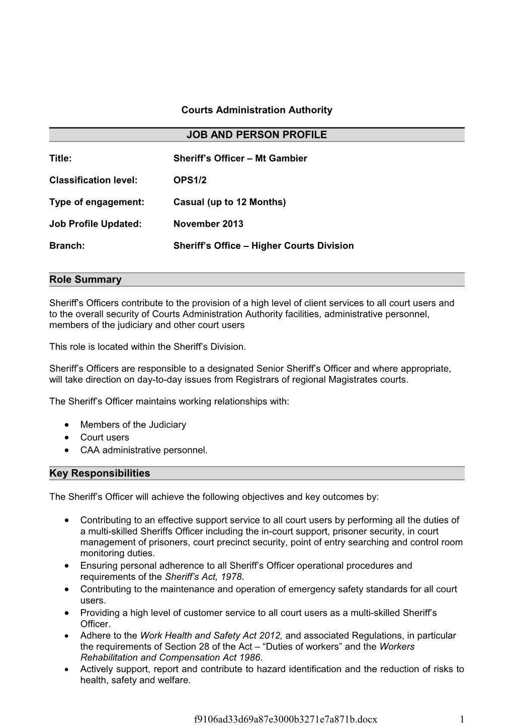 Job and Person Profile