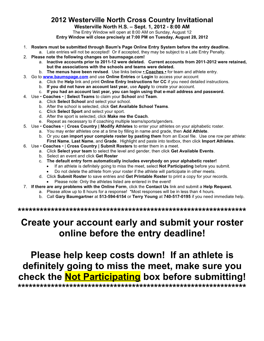 Online Entry Instructions