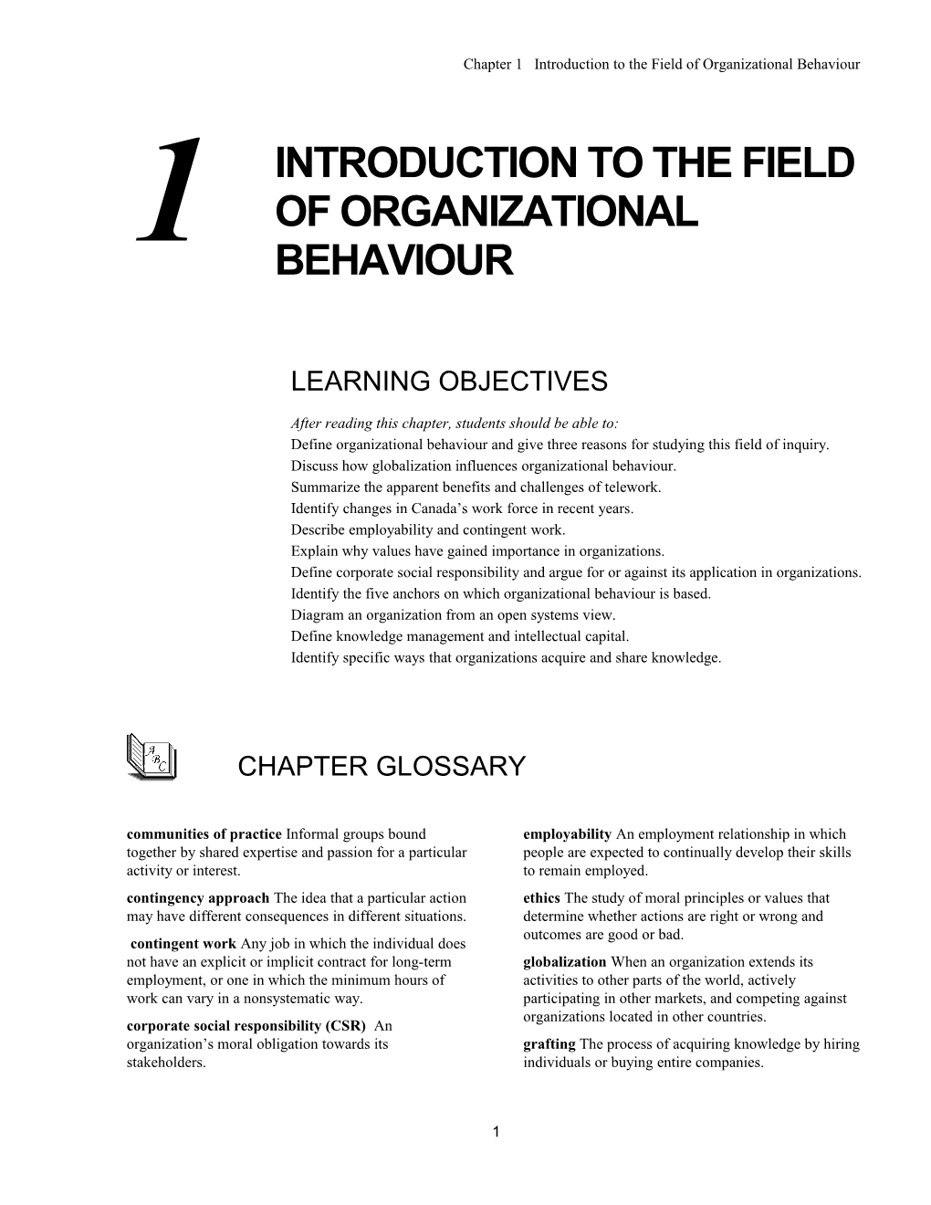 Introduction to the Field of Organizational Behaviour