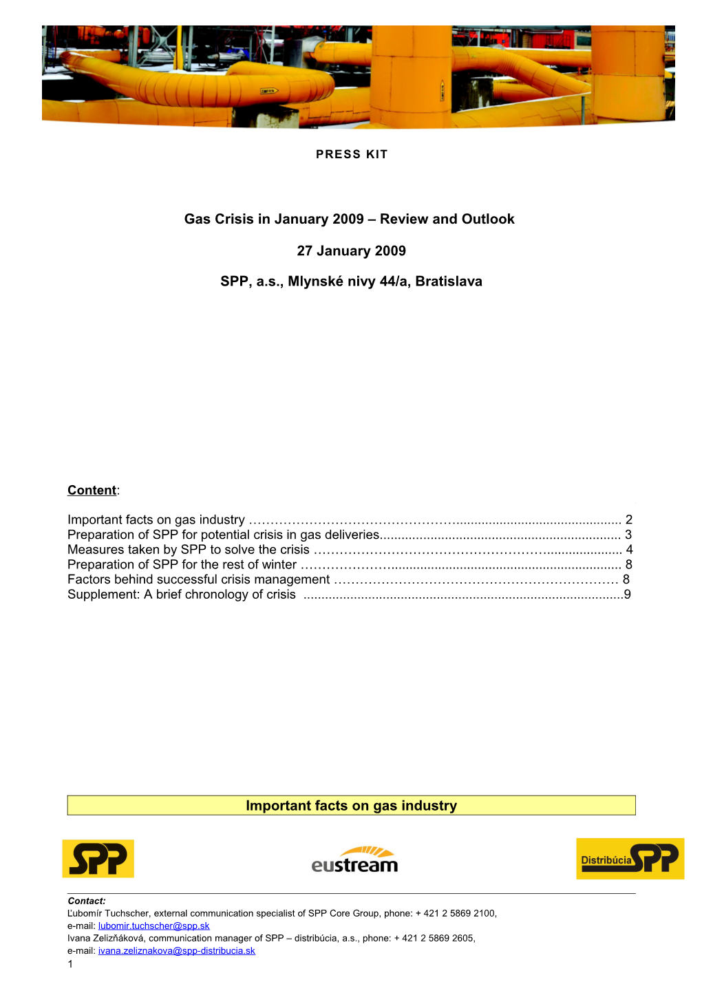 Gas Crisis in January 2009 Review and Outlook