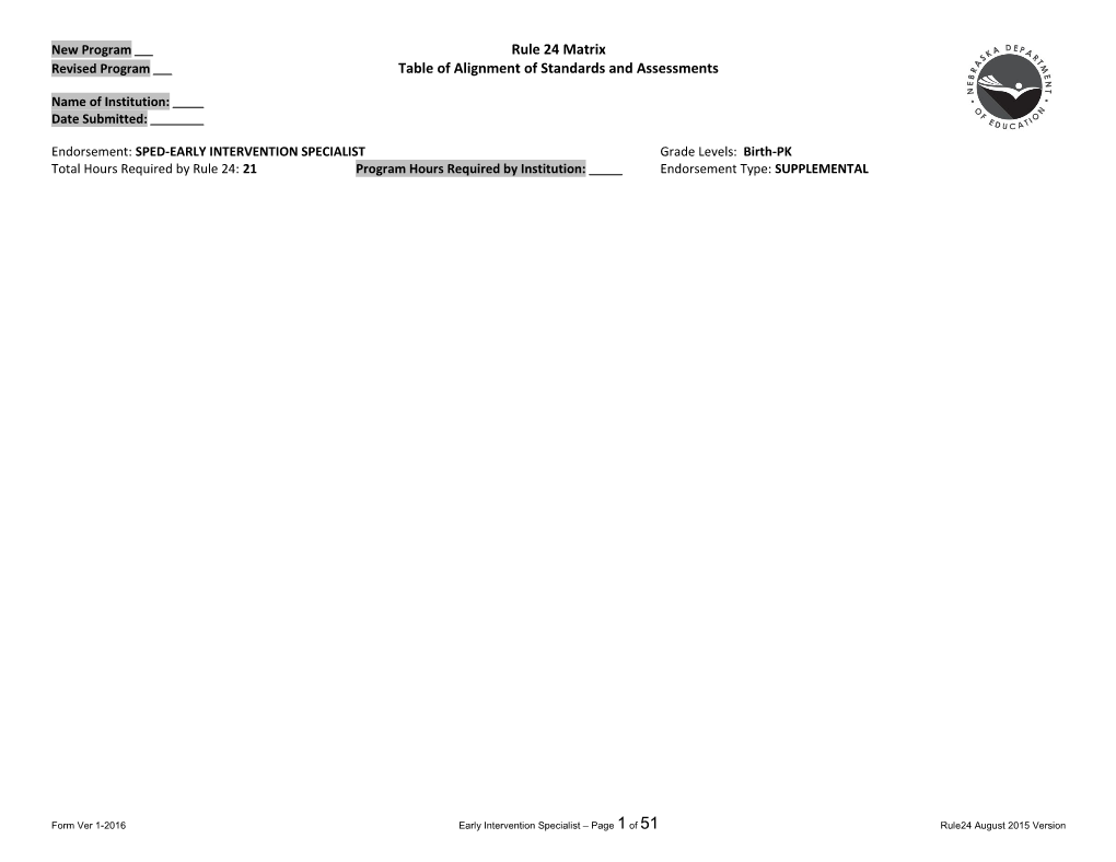 New Program Rule 24 Matrix