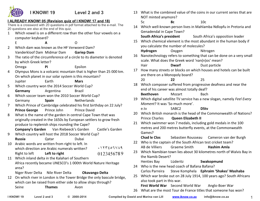 I ALREADY KNOW! 05 (Revision Quiz of I KNOW! 17 and 18)