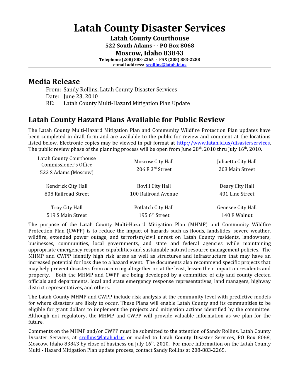 Latah County Disaster Services