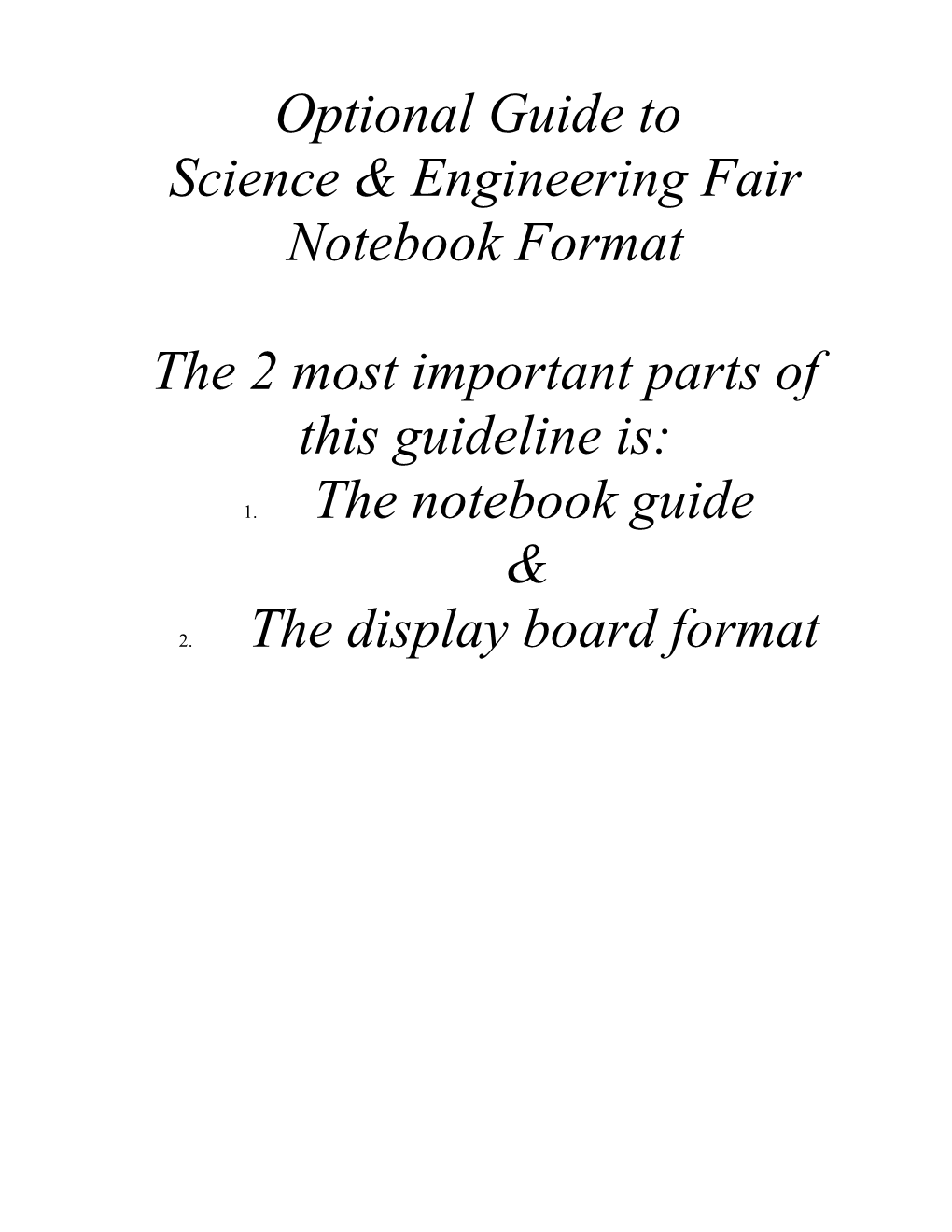 Science & Engineering Fair Notebook Format