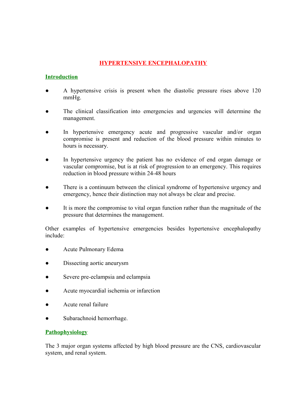 Hypertensive Encephalopathy