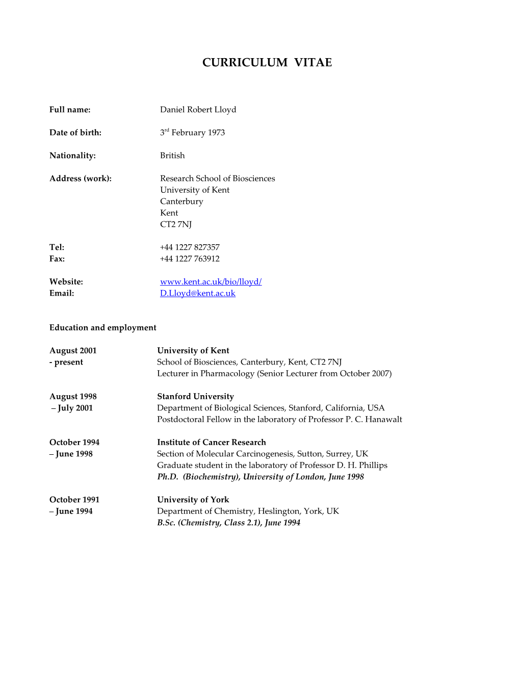 Curriculum Vitae s526