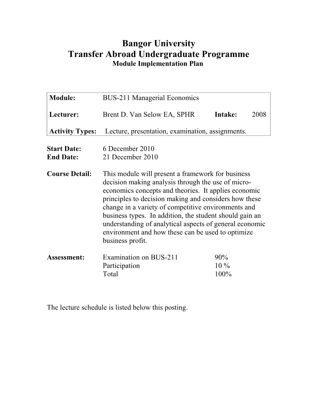 Transfer Abroad Undergraduate Programme