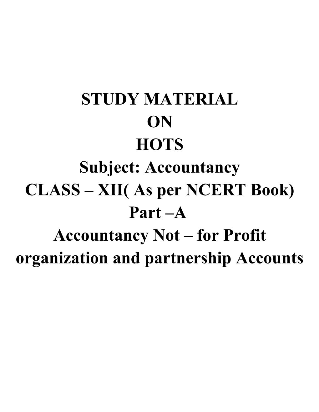 CLASS XII( As Per NCERT Book)