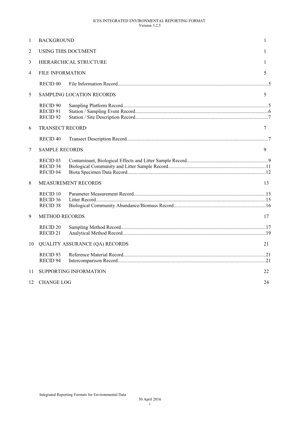 Ices Integrated Environmental Reporting Format