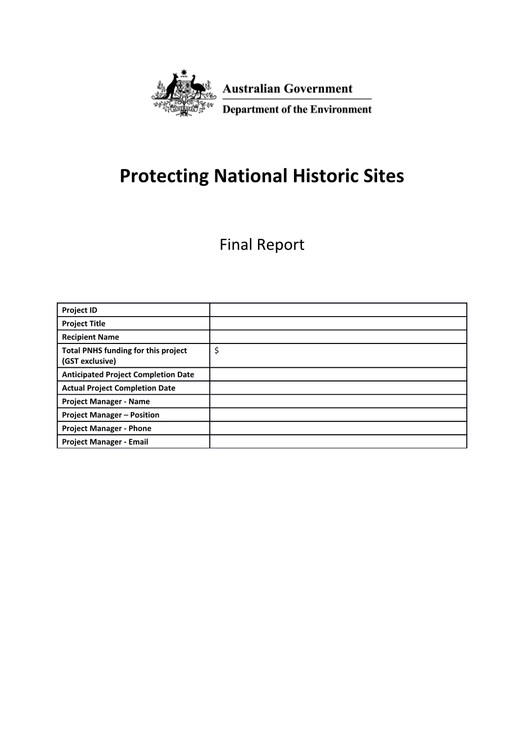 Protecting National Historic Sites - Final Report