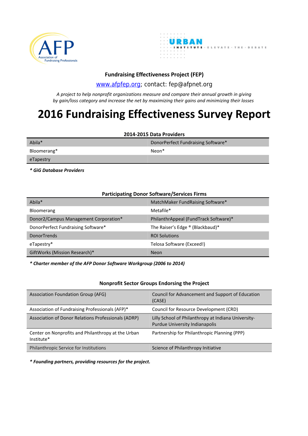 Participating Donor Software/Services Firms