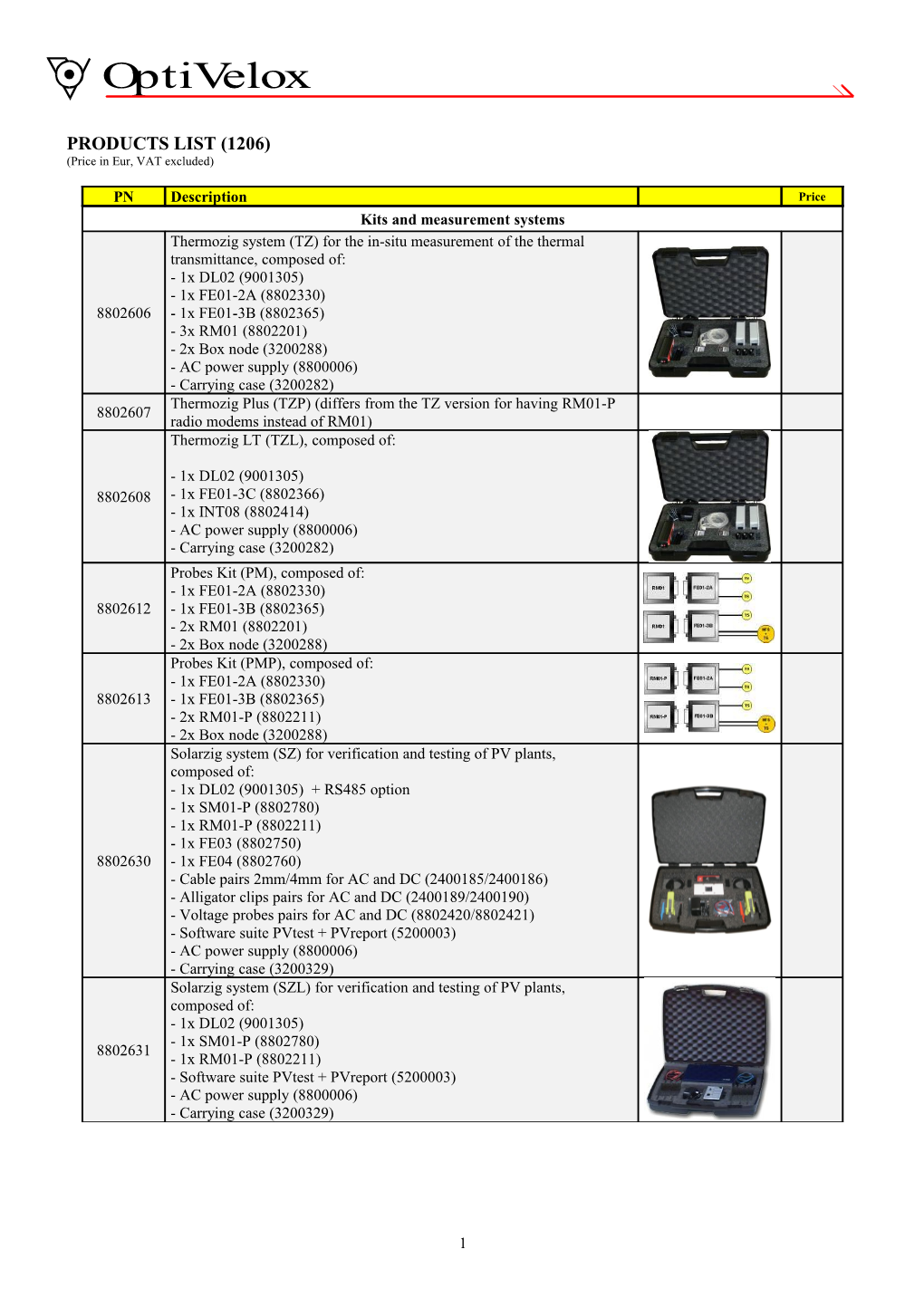 Price in Eur, VAT Excluded