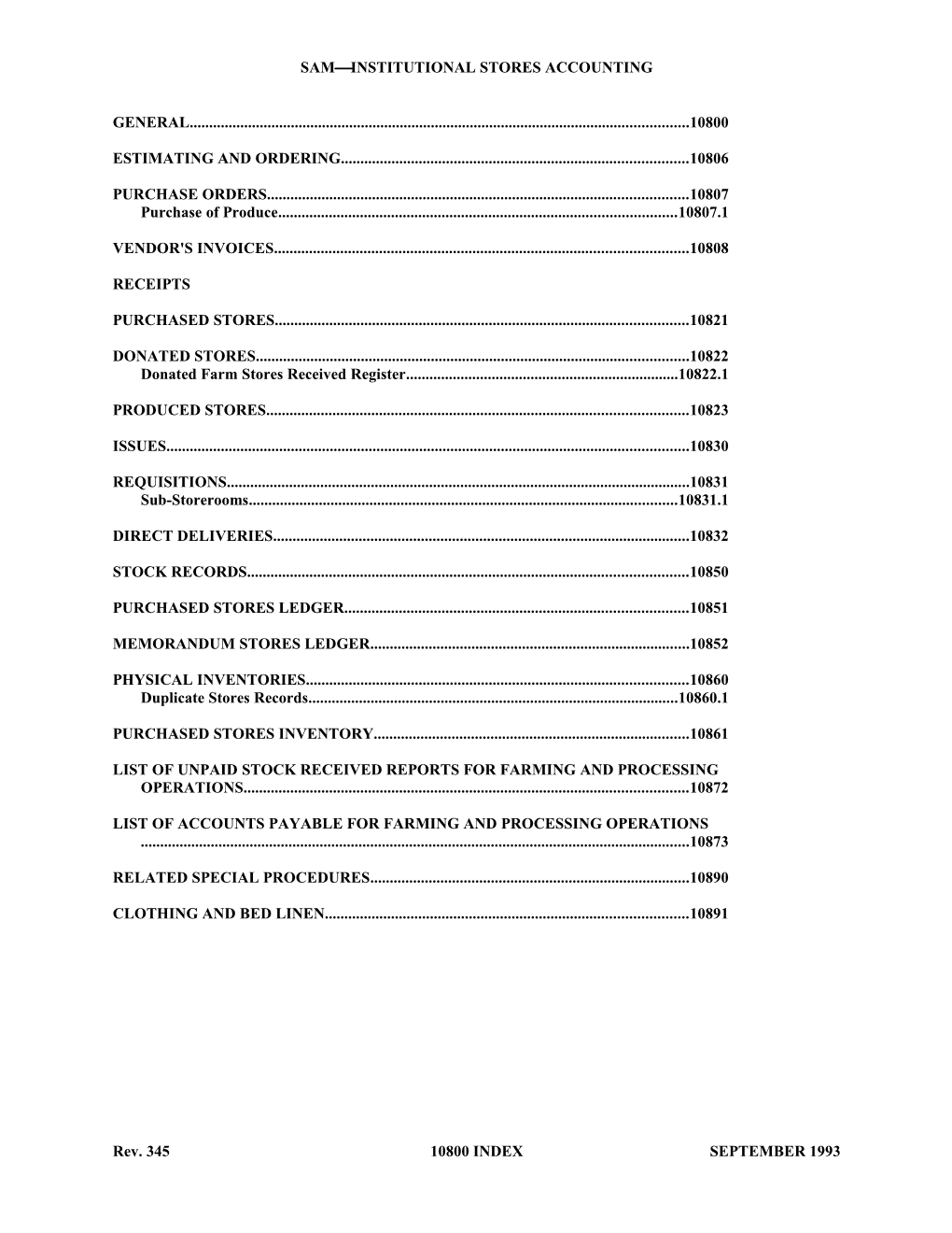 Sam Institutional Stores Accounting