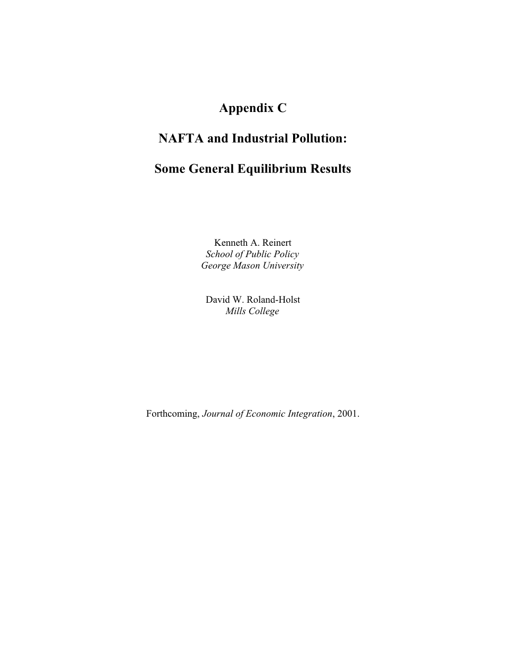 NAFTA and the Environment: Appendix C