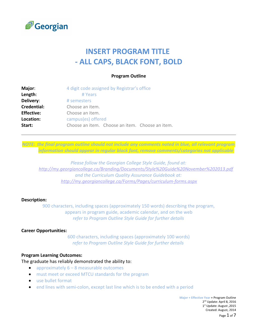 Program Outline Template