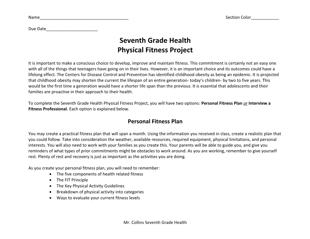 Seventh Grade Health