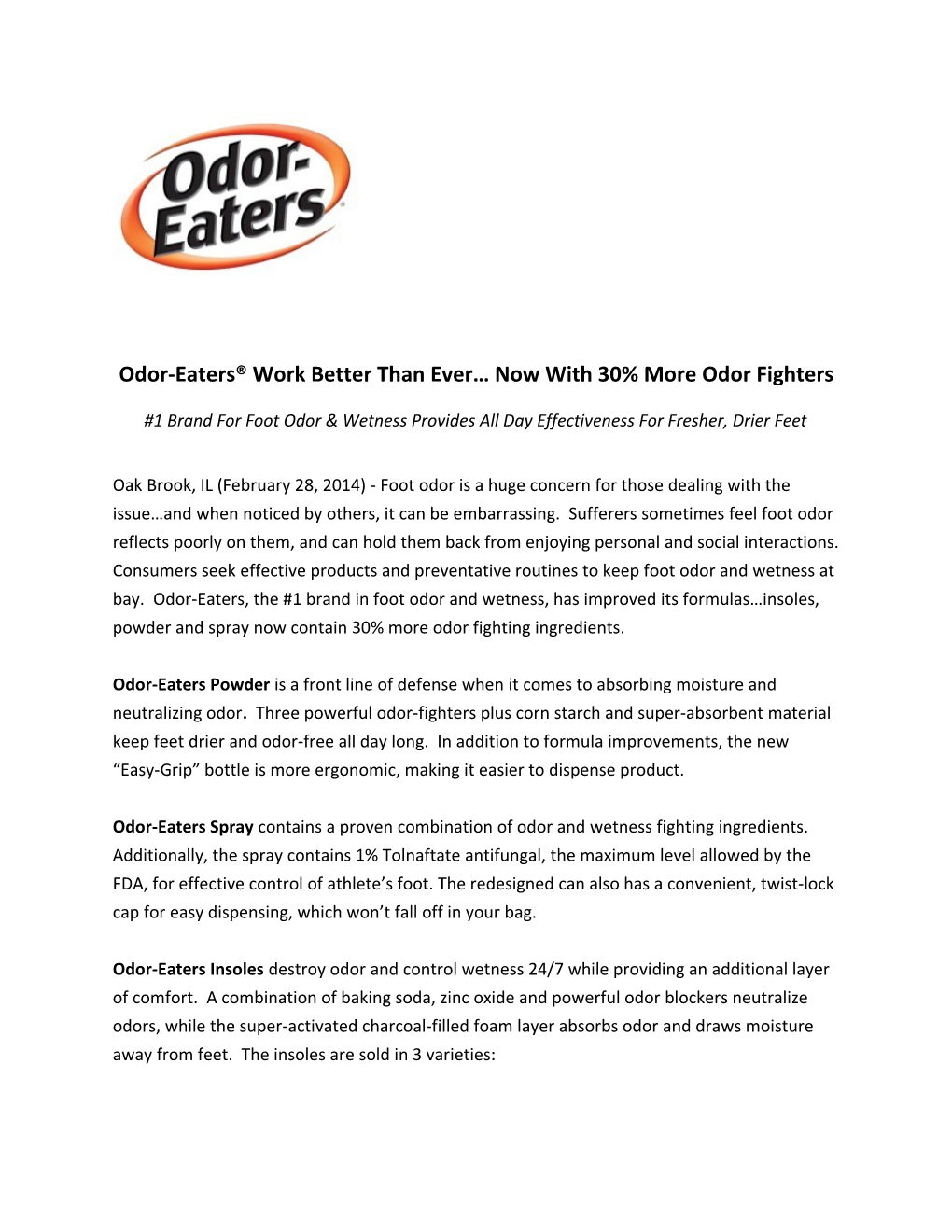Odor-Eaters Work Better Than Ever Now with 30% More Odor Fighters