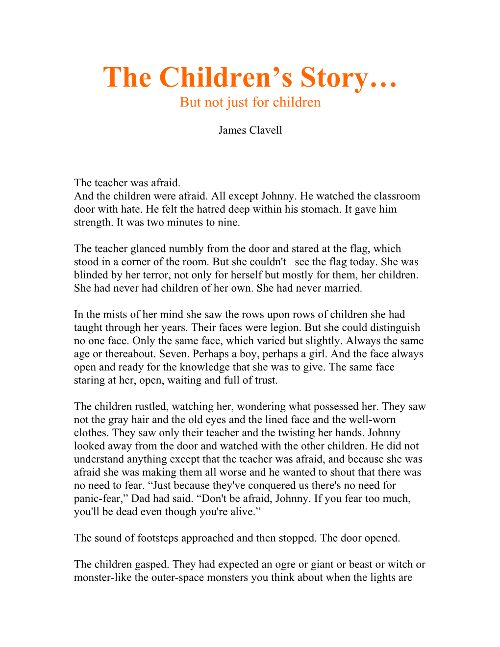 The Children S Story