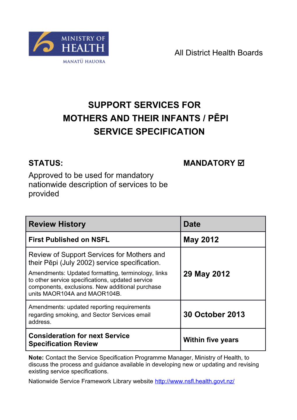 Support Services for Mothers and Their Pepi
