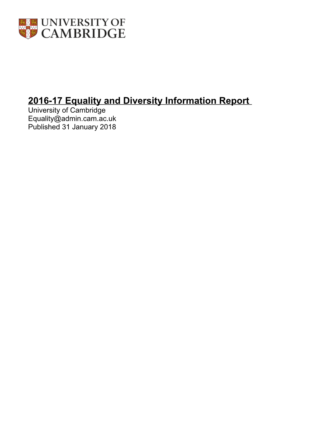 2016-17 Equality and Diversity Information Report
