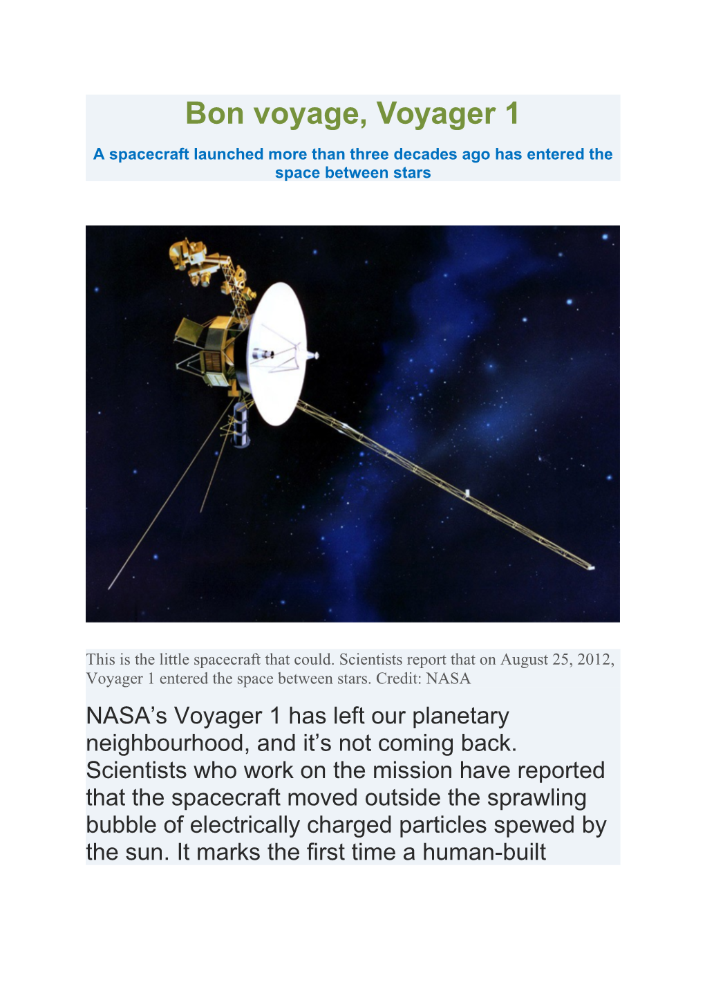 Bon Voyage, Voyager 1