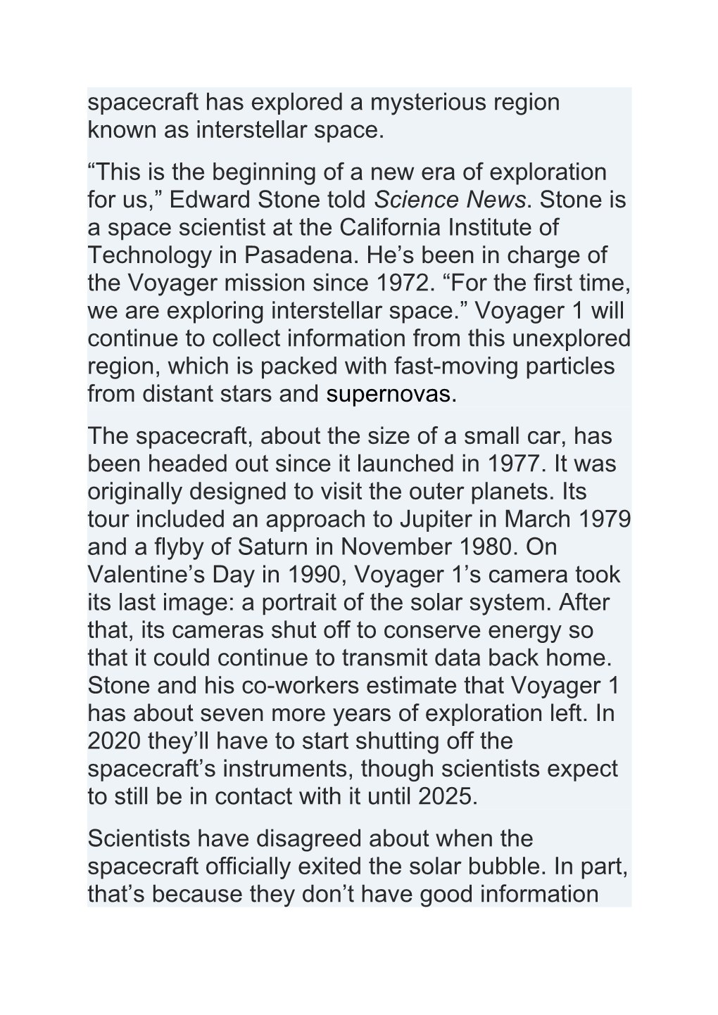 Bon Voyage, Voyager 1