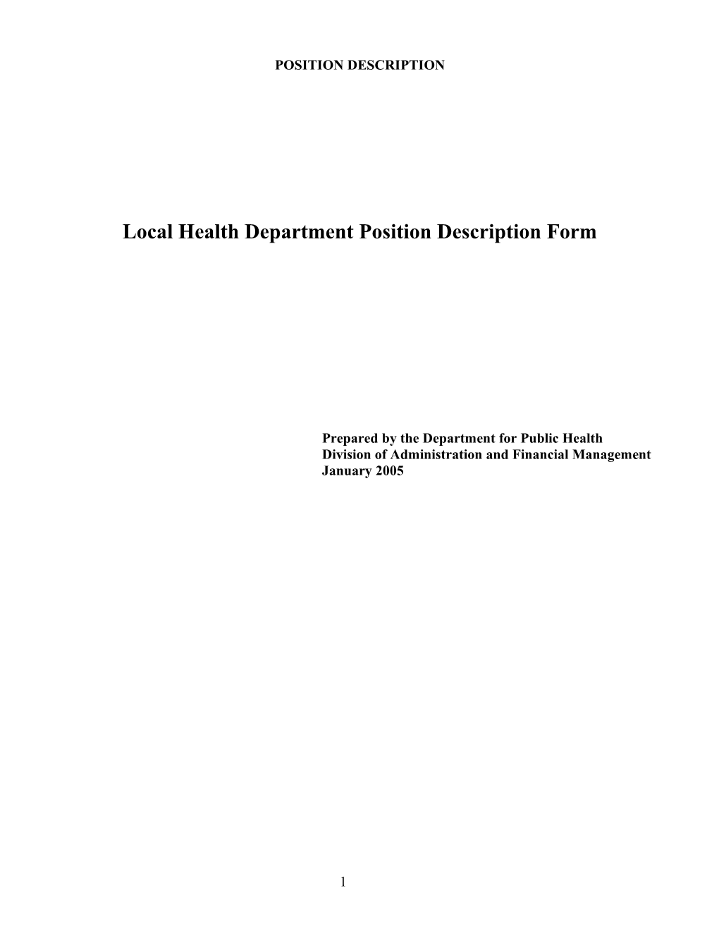 Local Health Department Position Description Form