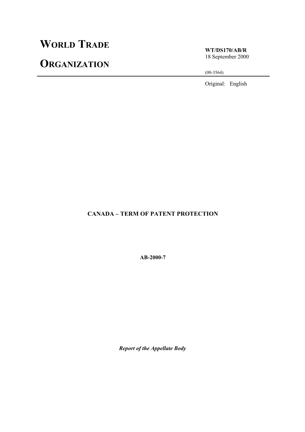 Canada Term of Patent Protection