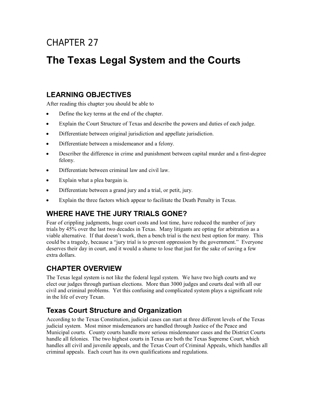 The Texas Legal System and the Courts