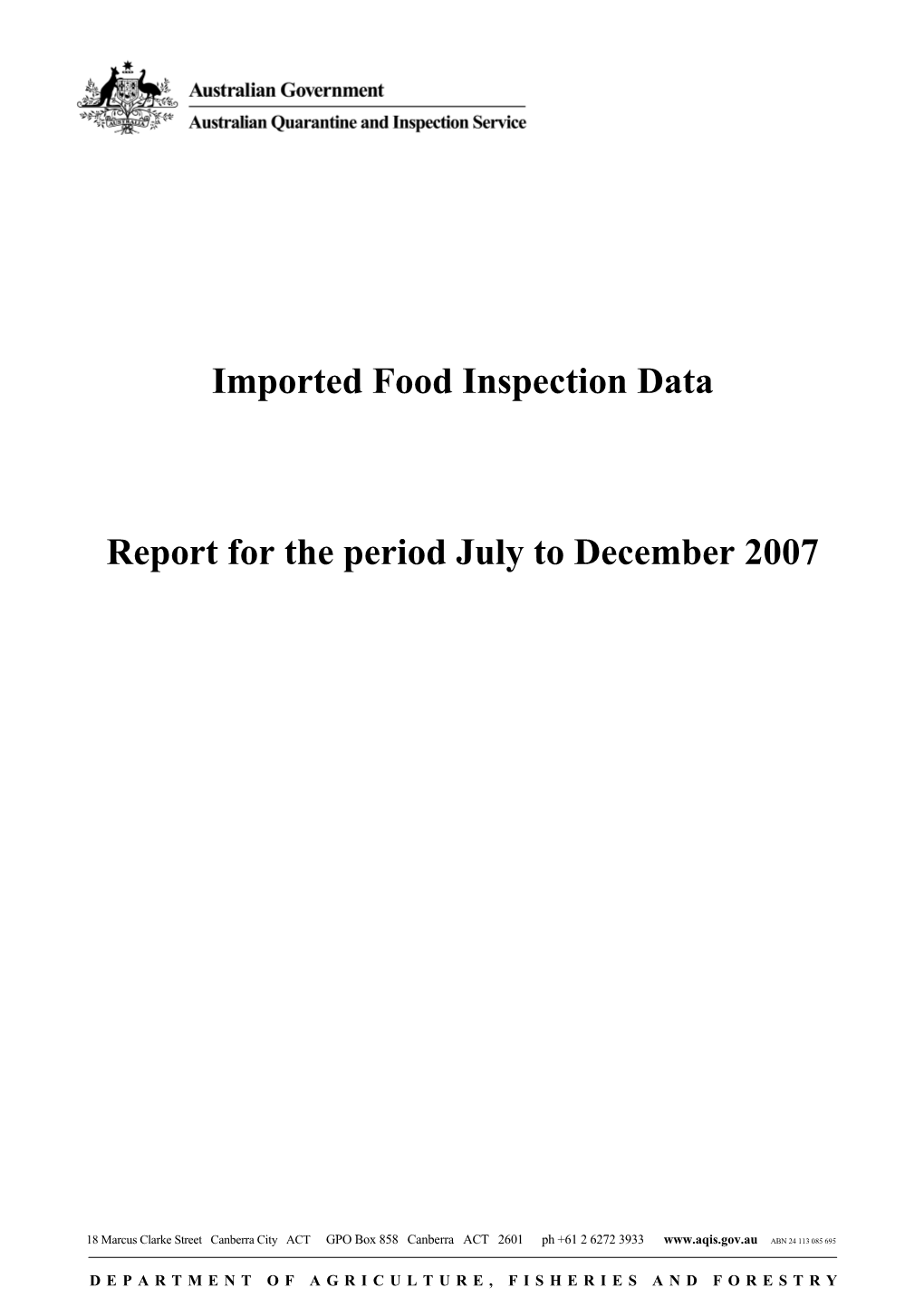 Imported Food Inspection Data