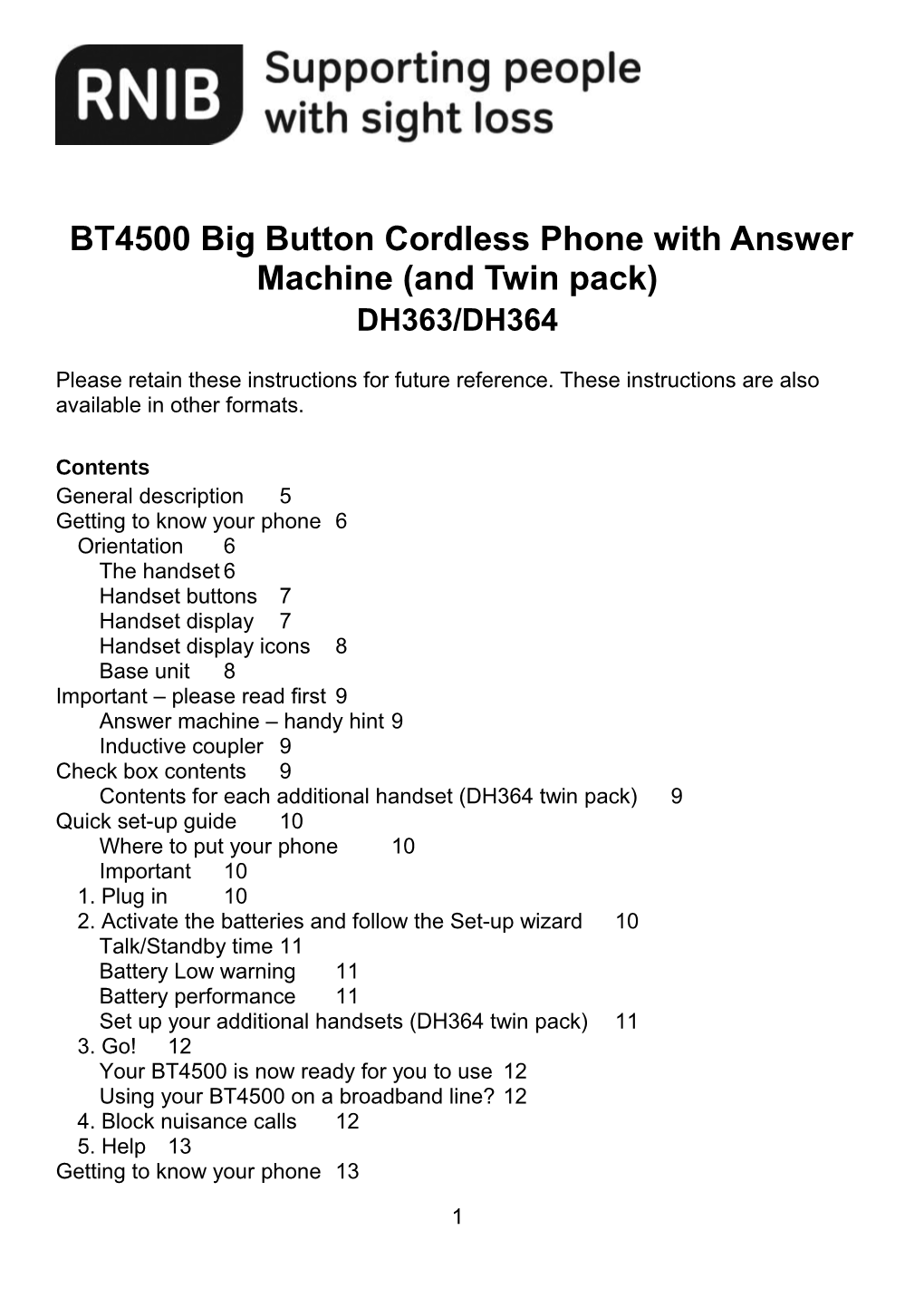 BT4500 Big Button Cordless Phone with Answer Machine (And Twin Pack)