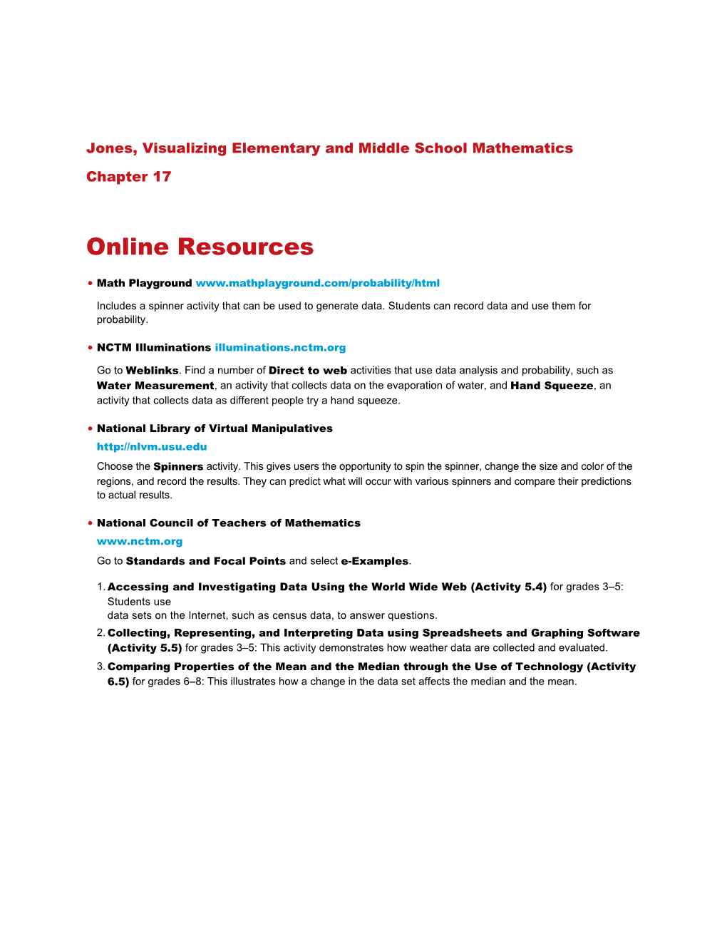 Jones, Visualizing Elementary and Middle School Mathematics Chapter 17