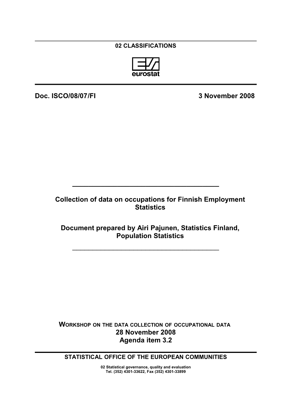 Collection of Data on Occupations for Finnish Employment Statistics