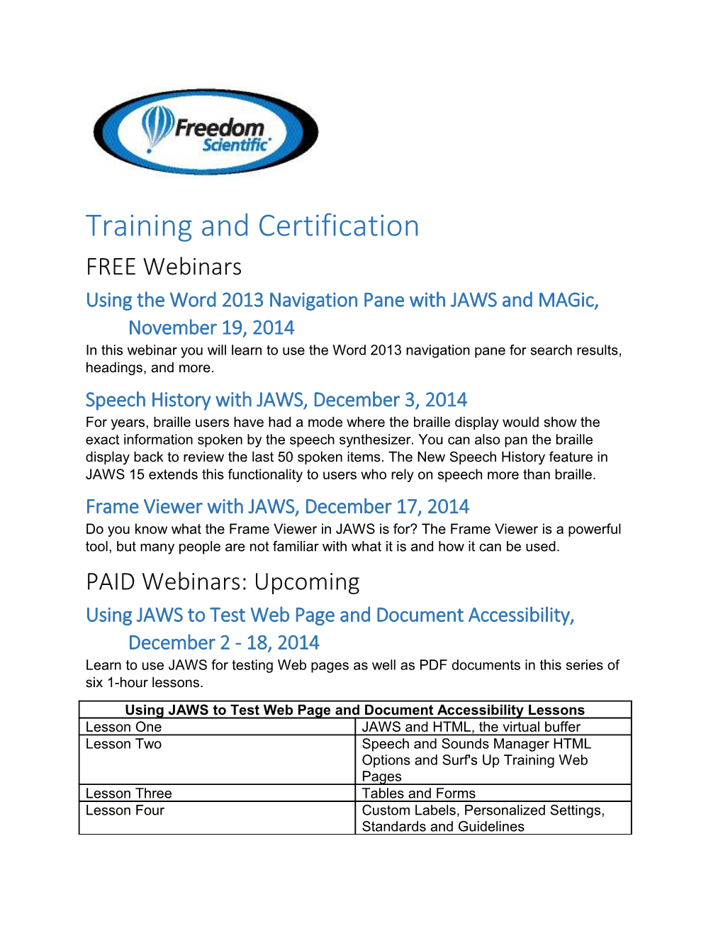 Training and Certification