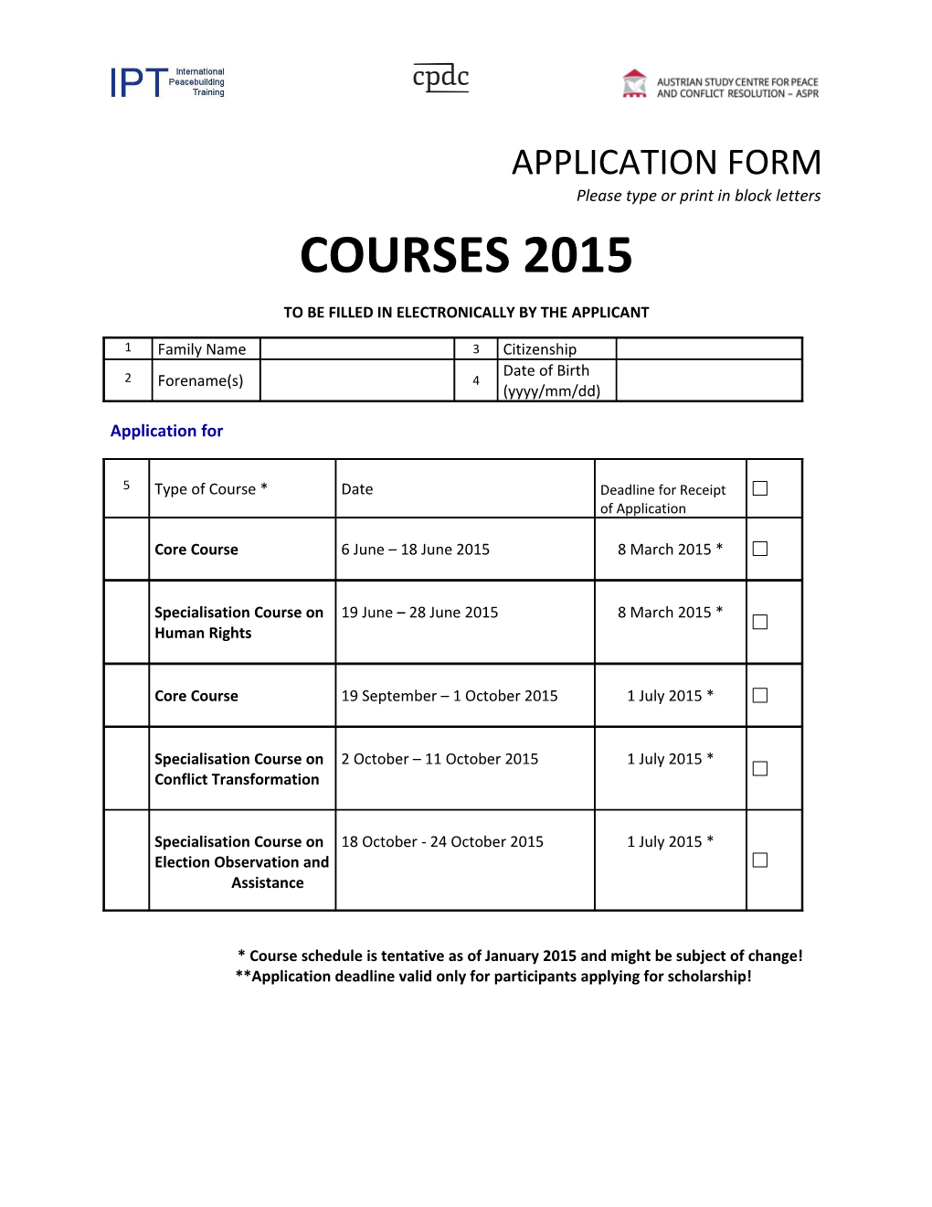 Ipt Application Form