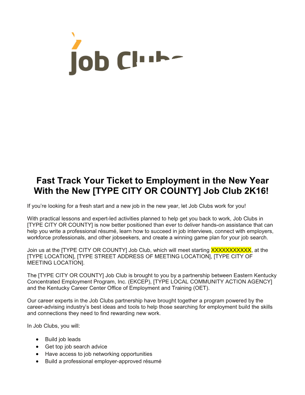 Fast Track Your Ticket to Employment in the New Year with the New TYPE CITY OR COUNTY