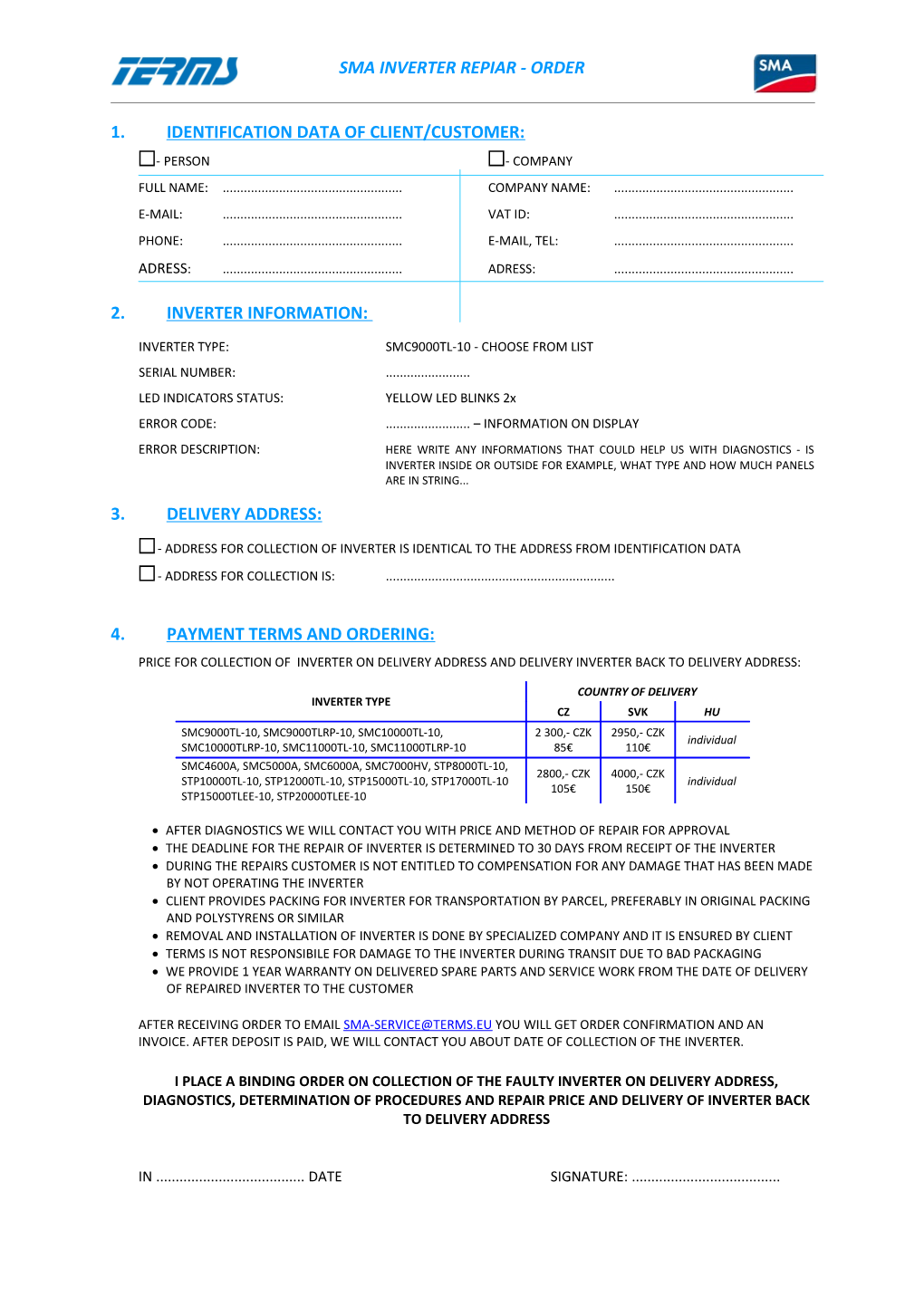 1. Identification Data of Client/Customer