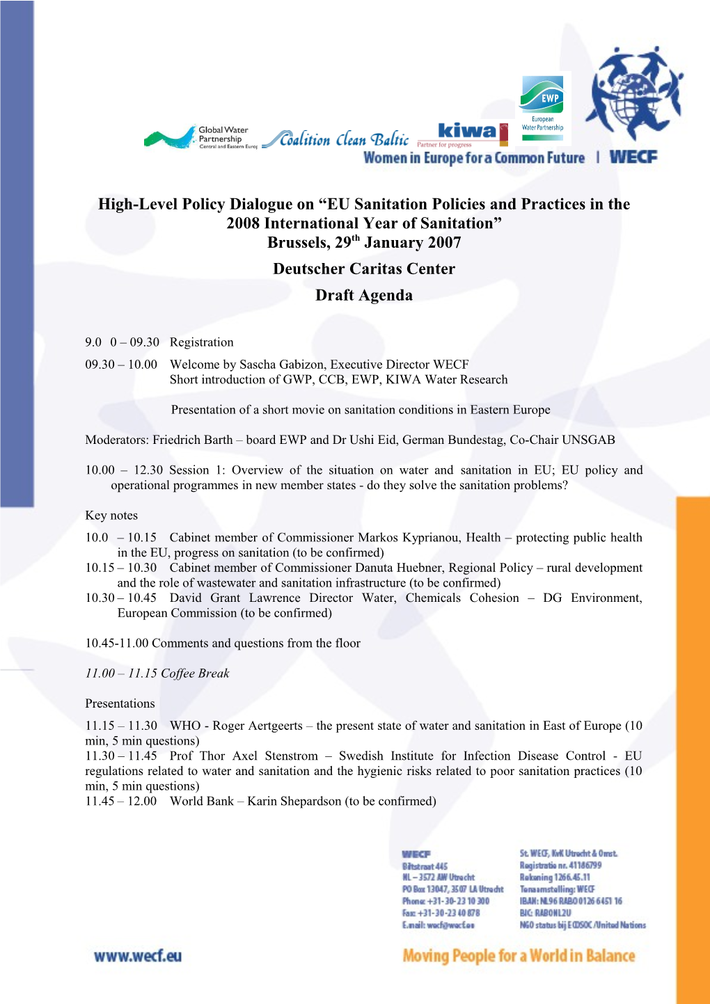 High-Level Policy Dialogue on EU Sanitation Policies and Practices in the 2008 International