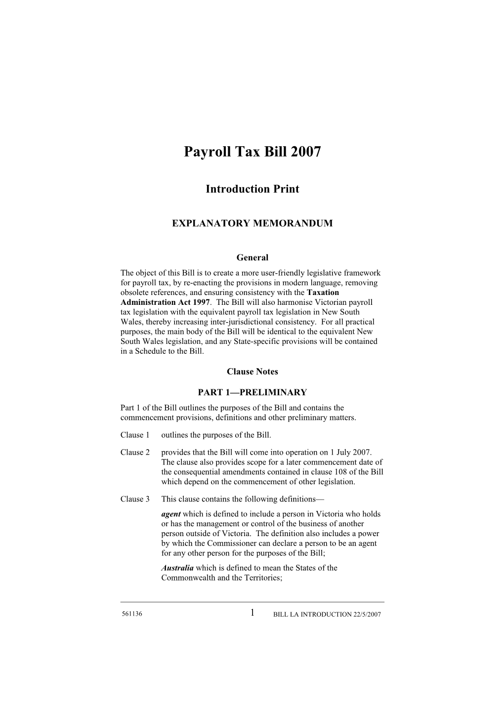 Payroll Tax Bill 2007