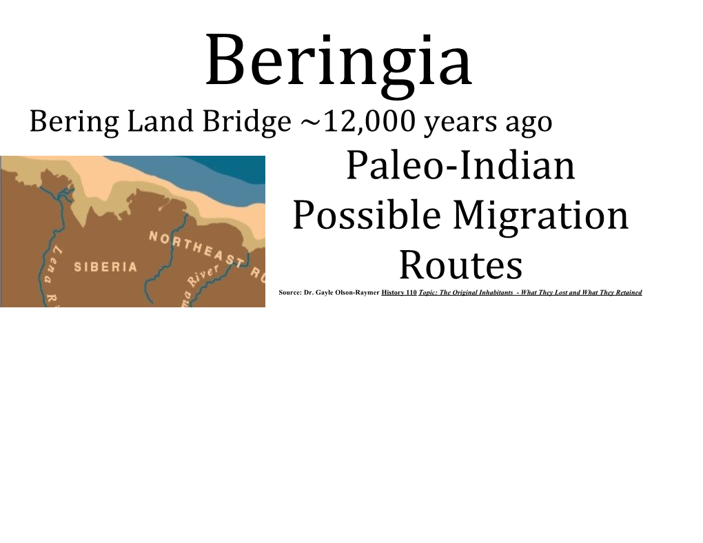 Bering Land Bridge 12,000 Years Ago