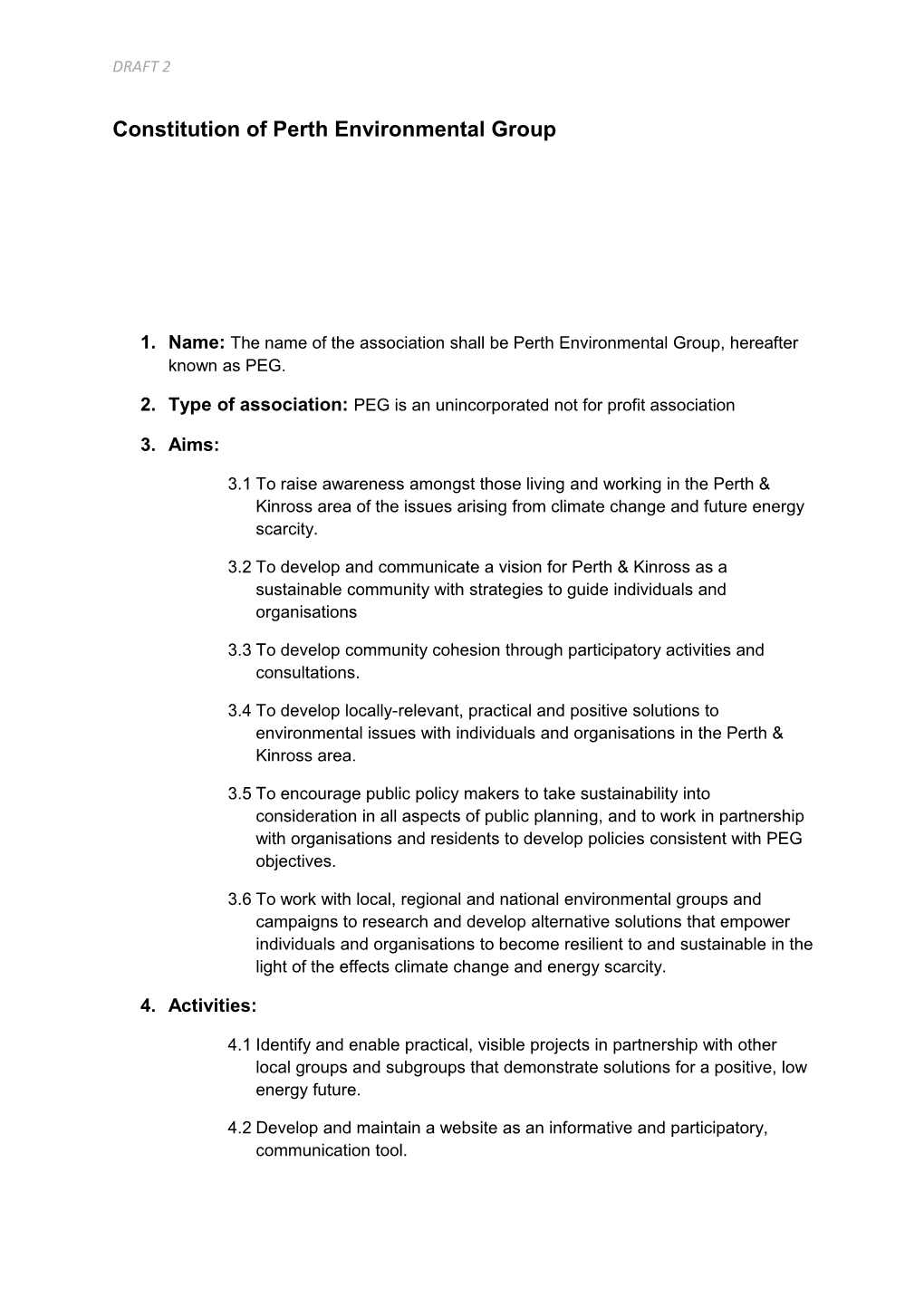 Constitution of Perth Environmental Group