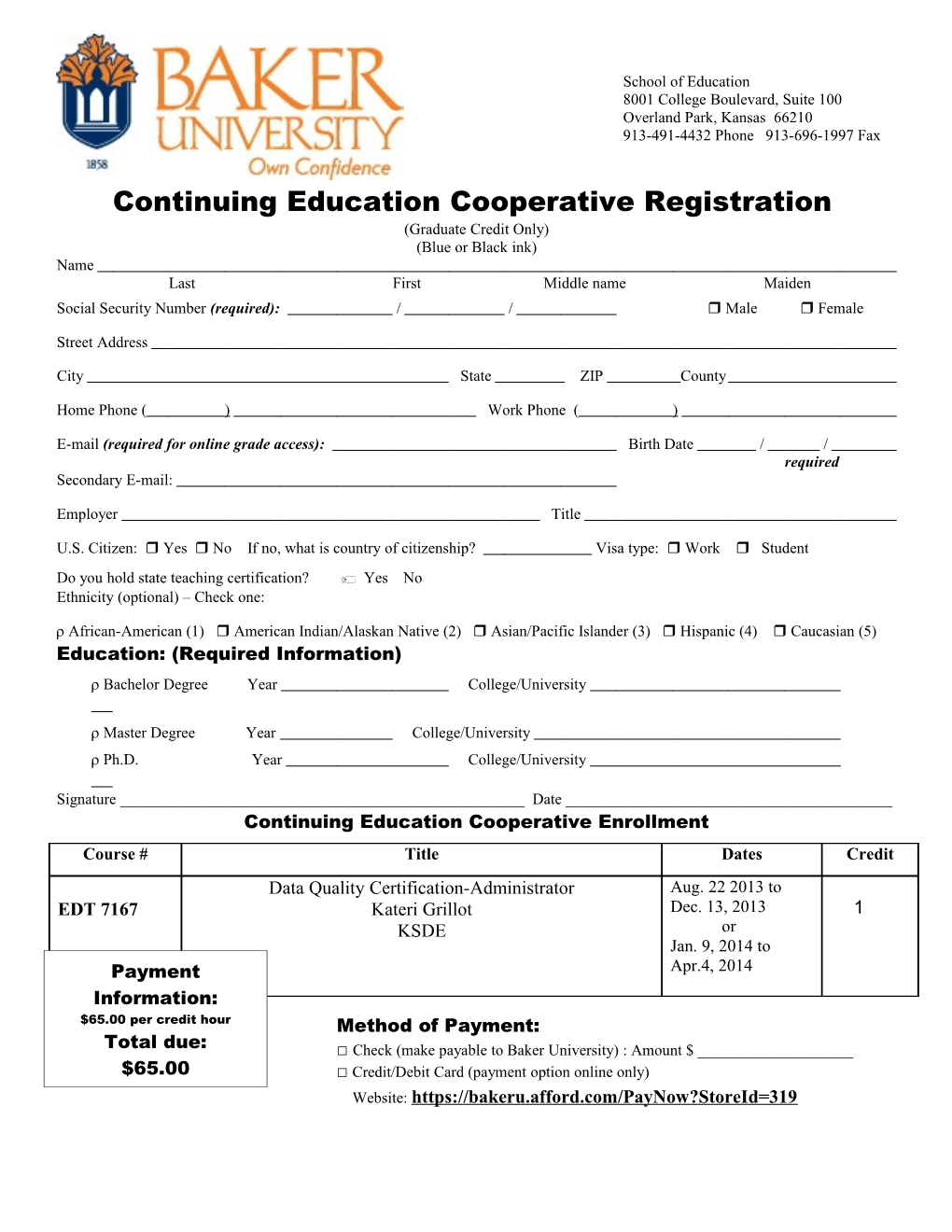 Continuing Education Cooperative Registration