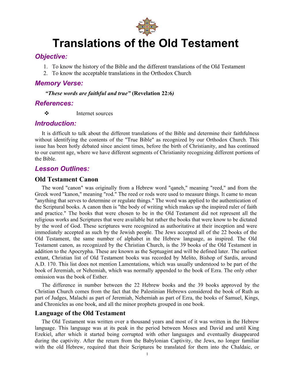 Tanslations of the Old Testament